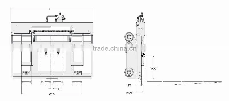 forklift attachment integral type fork positioner