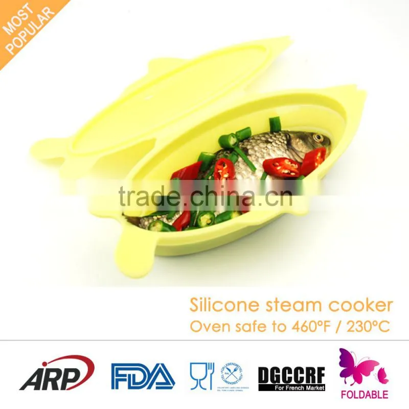Collapsible, Foldable, Non-stick,odorless, Silicone Steamer, Steam Cooker, FDA, LFGB, DGCCRF