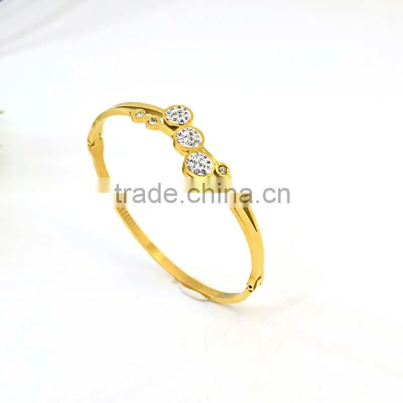 new fashion girls tops 316l stainless steel jewelry gold bangel bracelet