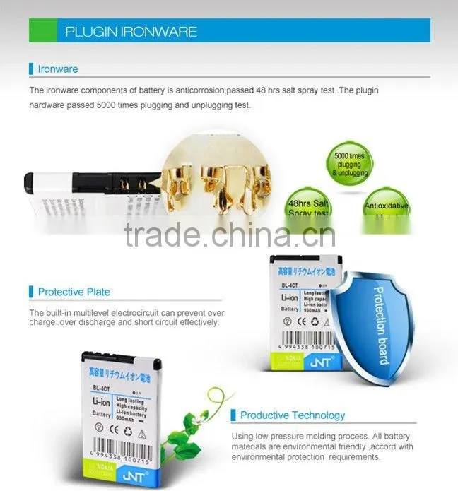 Li-ion replacement rechargeable mobile phone batteries BL-4CT for Nokia