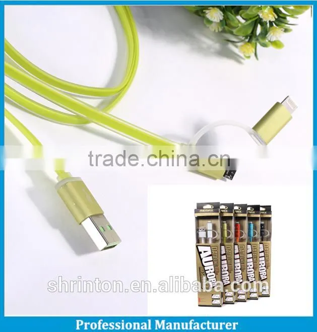 2015 REMAX Hot Sale Charging USB Data Cable 2 in 1 Metal Cable
