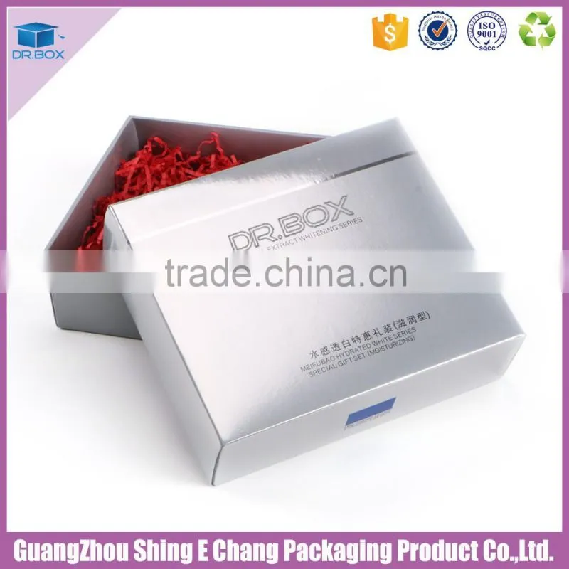 Silver white printing paper cosmetics box,cosmetic packaging box