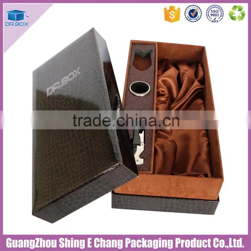 logo printed customized luxury leather paper wine glass box