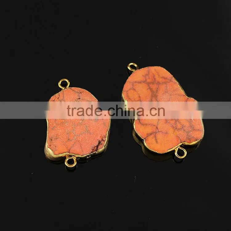 JF8601 Hot sale gold electroplated natural turquoise bar charm connectors