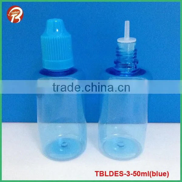 50ml transparent blue PET electronic cig oil plastic dropper bottle