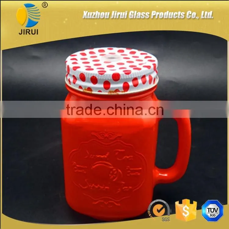 450ml glass mason jar with handle
