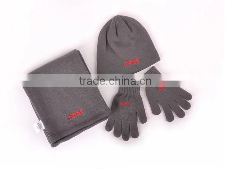 Wholesale 2013 cheap JEEP fitted knitted beanie hat Gloves and scarf