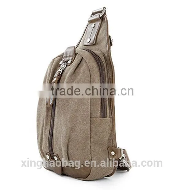 leisure style canvas leather material men chest bag