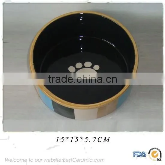 2015 lovely footprint design ceramic pet bowls,ceramic dog bowls,ceramic cat bowl