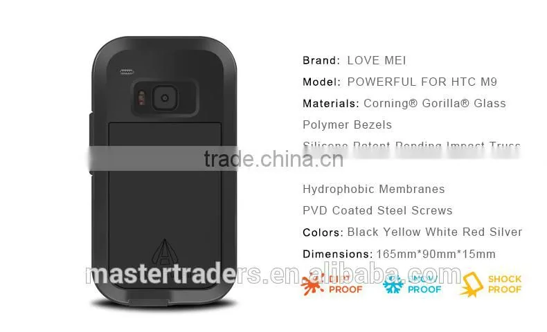 Original LOVE MEI Powerful Metal Waterproof Dirtproof Shockproof Protective Case For HTC One M9 MT-3529