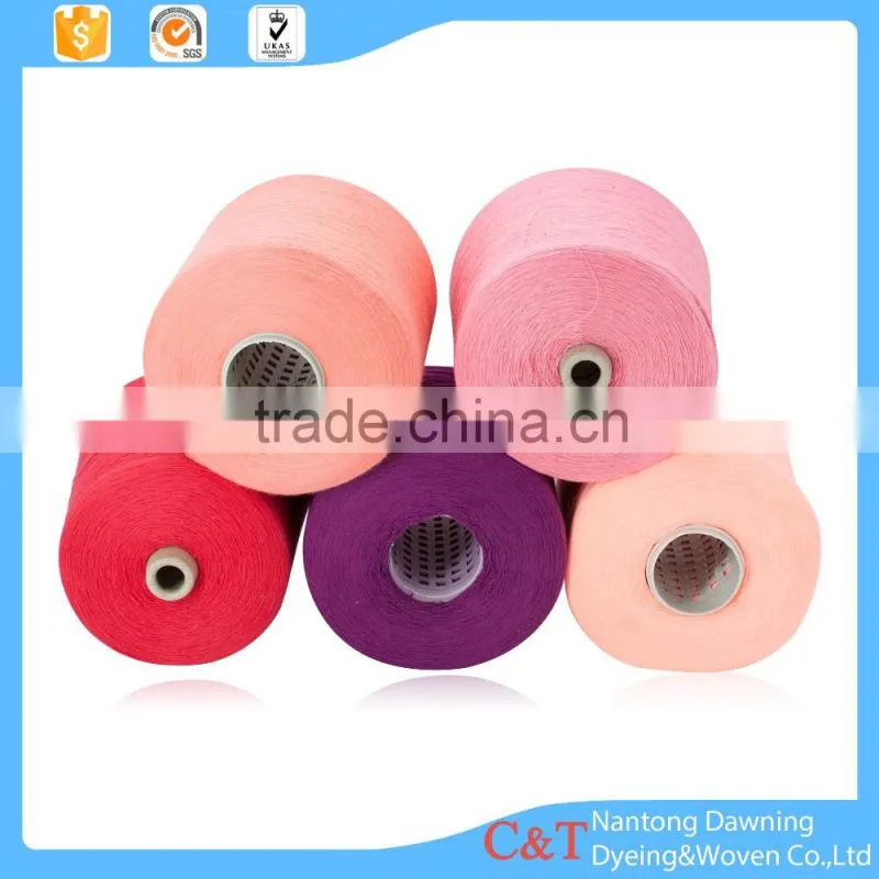 High tenacity dyed pattern ring spun polyester yarn
