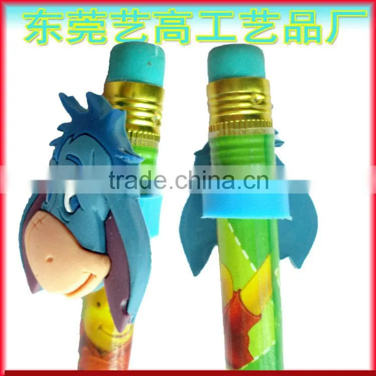 Cute cartoon design rubber animal pencil topper