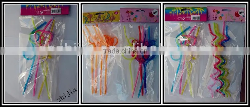 Colorful long flexible drinking straws used for party