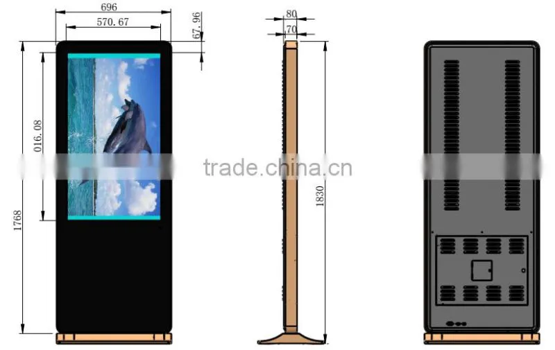 46 inch indoor floor stand screen digital signage player