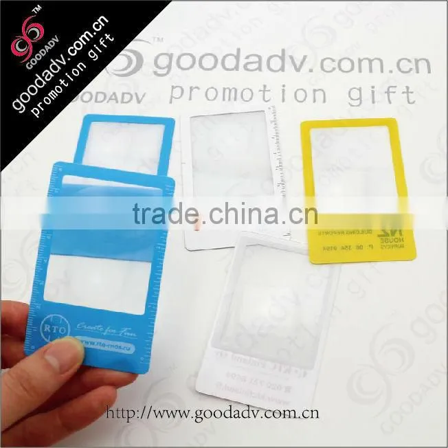 Business card size magnifying glass /clear plastic bookmarks for promotional gift