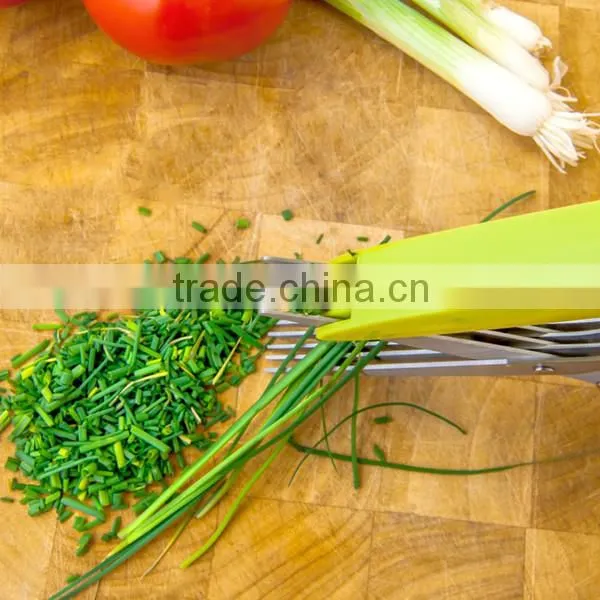 Stainless Steel 5 blades Herb Shears With Cleaning Comb Cover