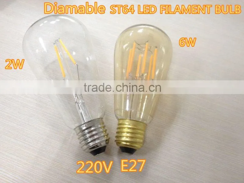 CE ETL VINTAGE EDISON 8W 6W E27 ST64 LED FILAMENT 110V BULB LED BULB LIGHTS DIMMABLE WITH AMBER GLASS led filament lamp FOR USA