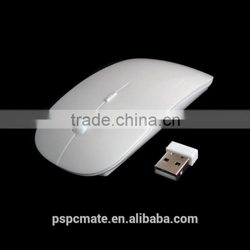 Flat Wireless mouse 2.4 GHZ Wireless Mouse Flat Wireless Optical Mouse( White Glossy)