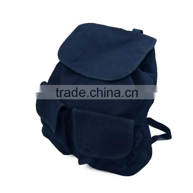 Fashion canvas polyester travel backpack bags with drawstring closure