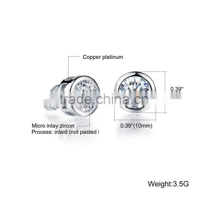 2016 design round cubic zircon copper women earring