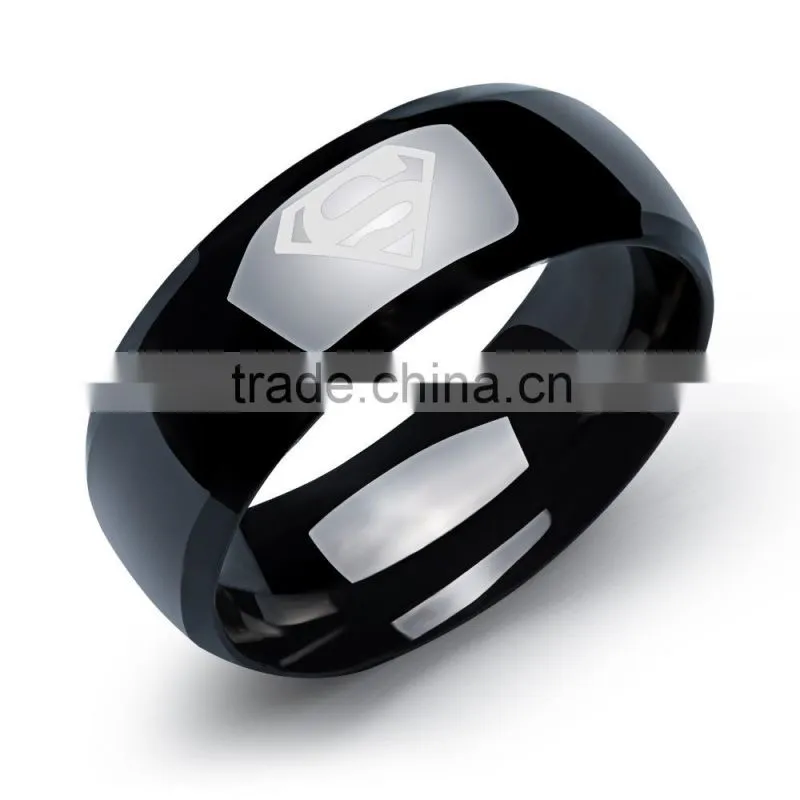 OEM service wholesale 316L stainless steel 18K gold plated superman wedding rings