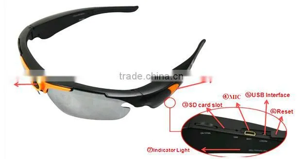 Oem factory high quality HD 720P sport camera in glasses camera