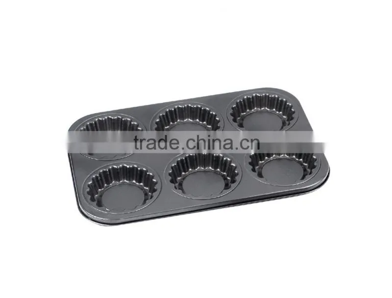 LFGB Approved Carbon Steel Non-stick Cake Pans of Muffin Pan with 6 Cups