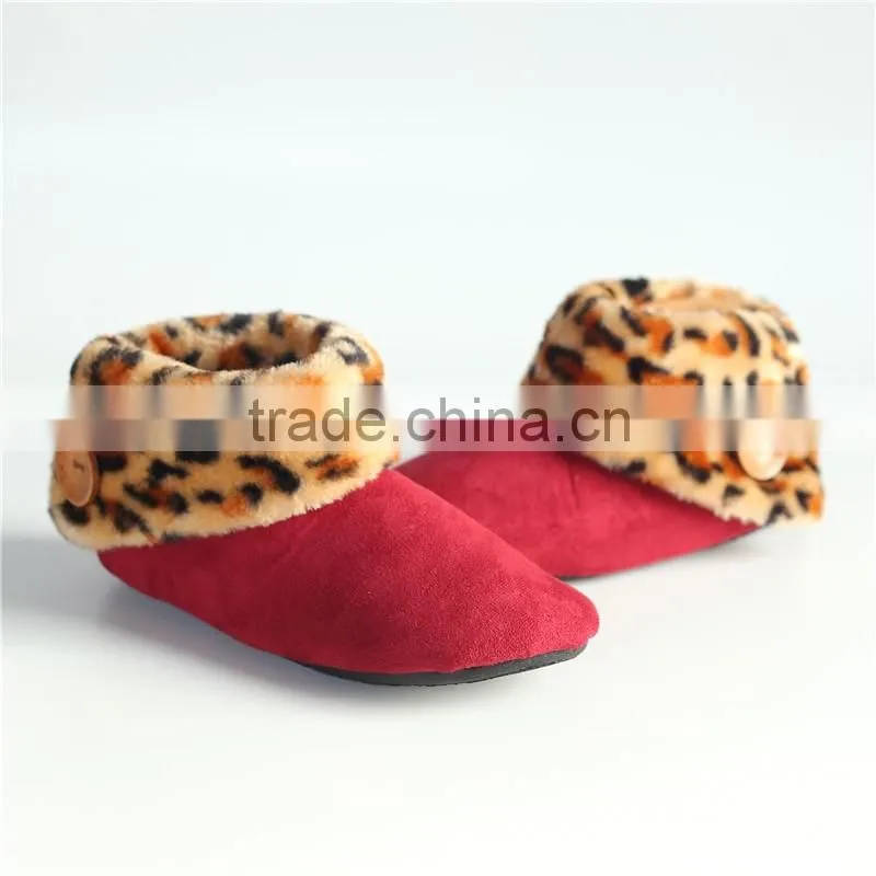 Sex ladies slipper microsuede boots with button