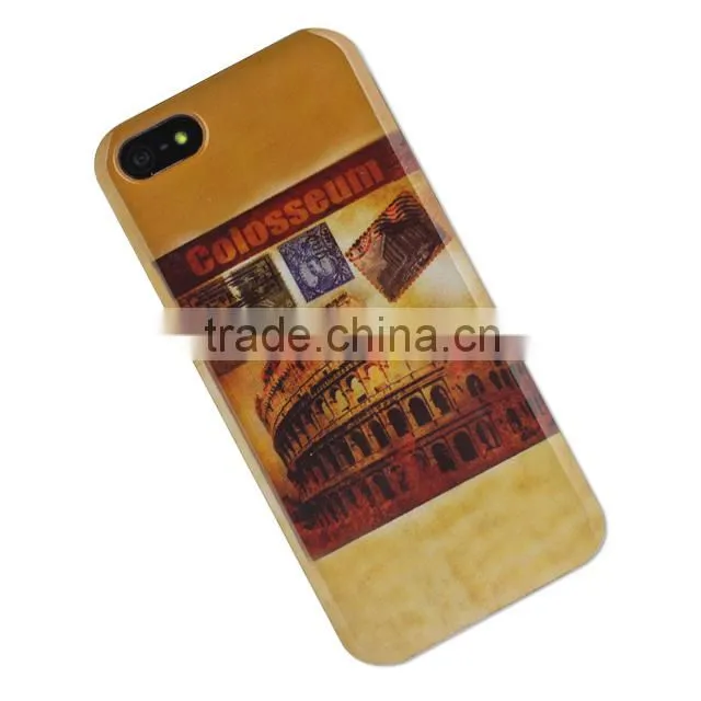 Set Screen Protector And Case For Iphone 5 , Hard Plastic Retro Style Cell Phone Sets