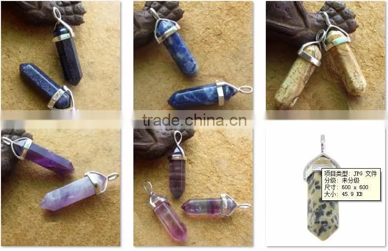 Natural Rhinestones Jewelry Pointed Crystal Hexagonal Pendant Necklaces Beads