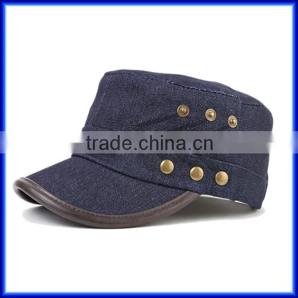 Black washed jean cotton women military cap wholesale