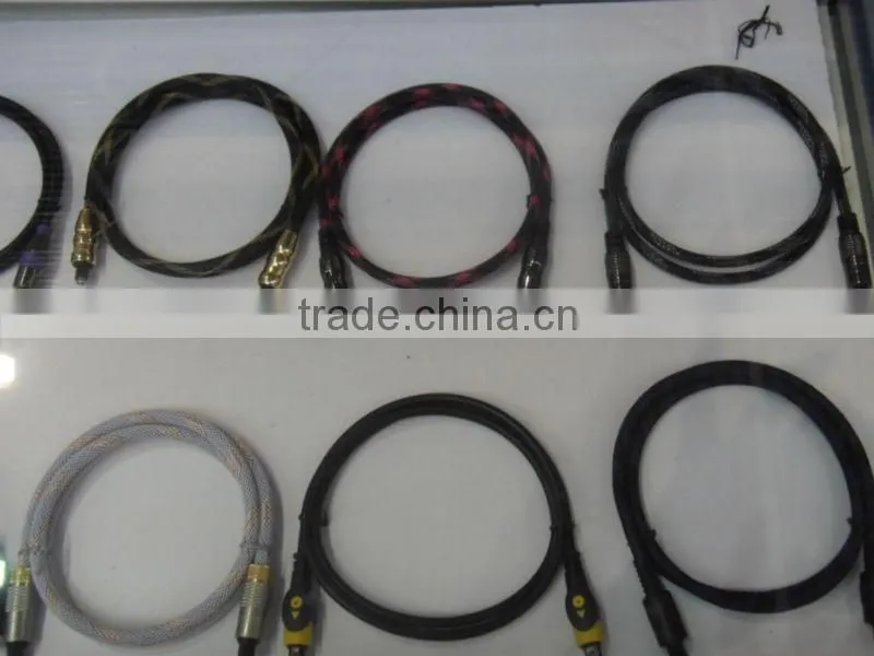 Black digital Optical Audio Toslink Cable with Nylon Mesh High Quality
