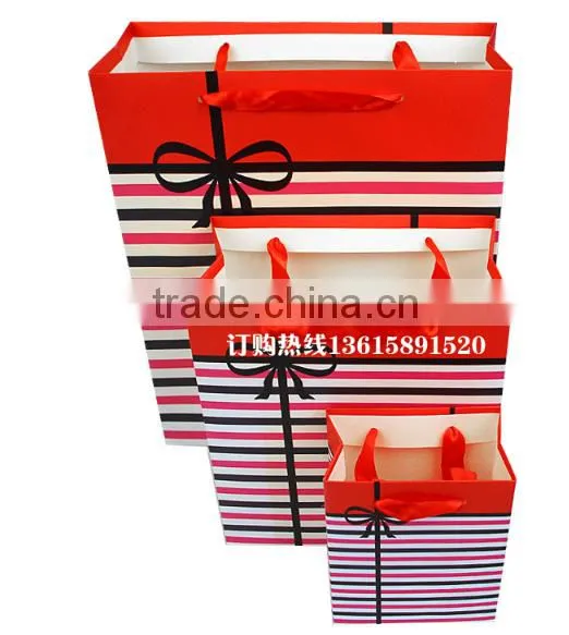 Beautiful stripe design luxury printed paper gift bag, craft bag