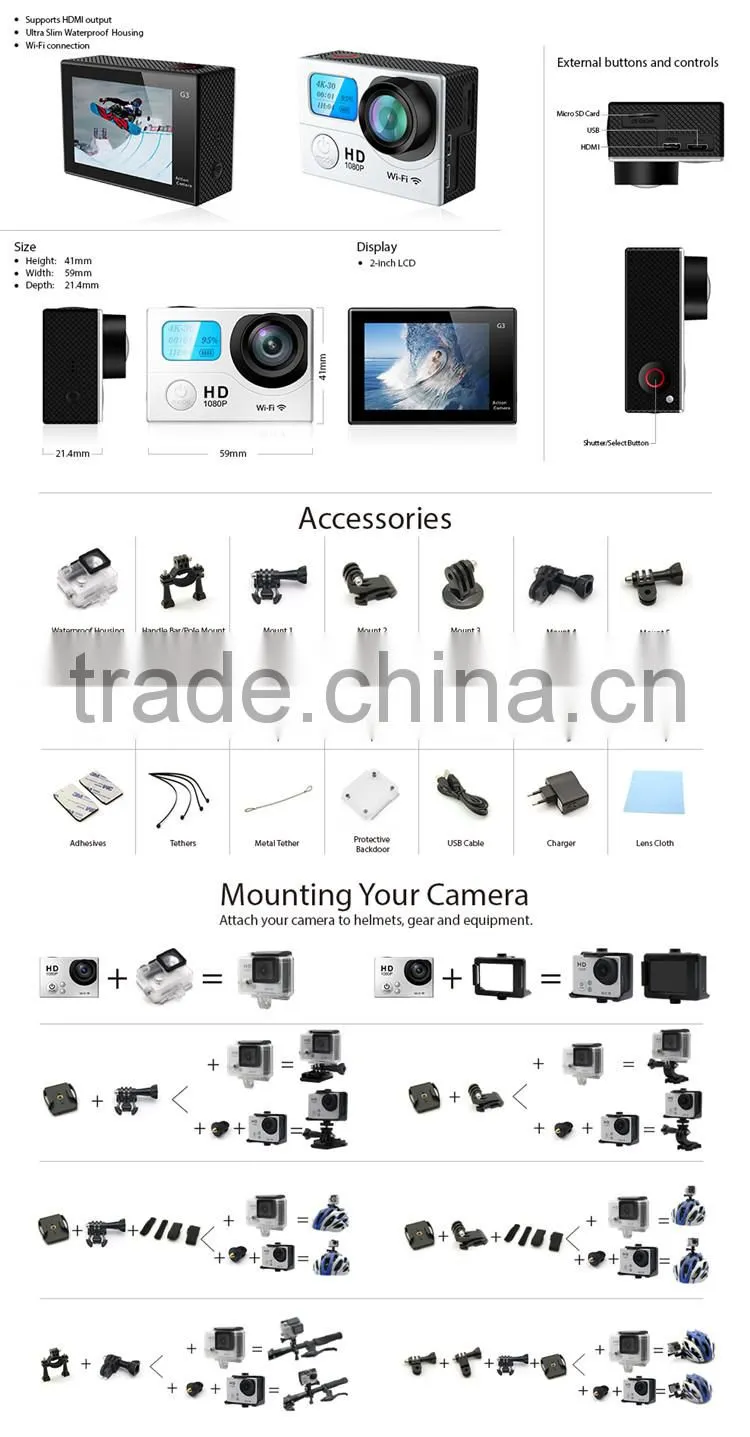 New Year Night Vision Portable Extreme Dual Screen Sports Action Video Camera