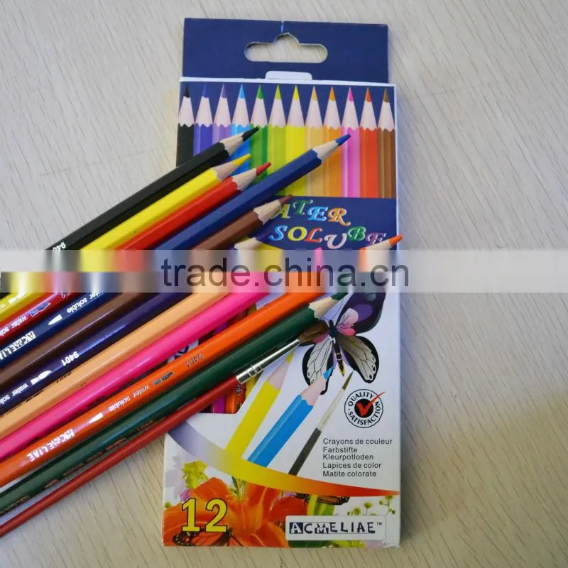 7" standard size hexagonal shape high quality 3.0mm water color lead water soluble color pencil