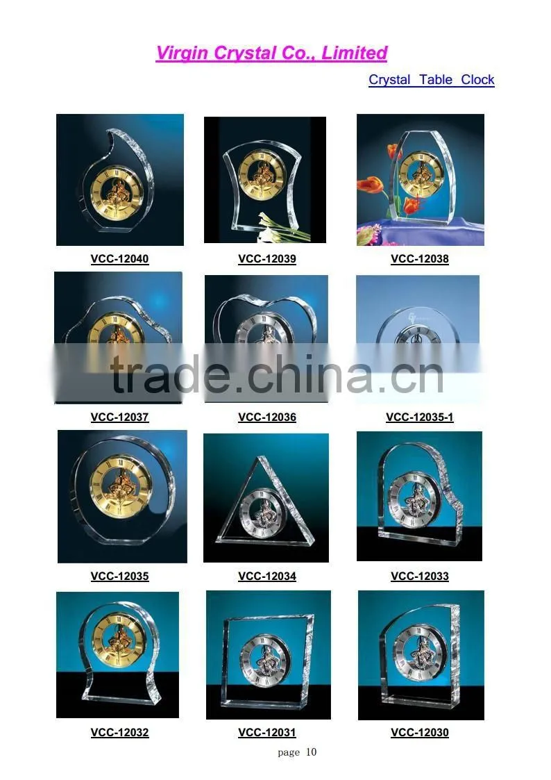 Wholesale sector shape crystal desk mechanical clock award office decoration