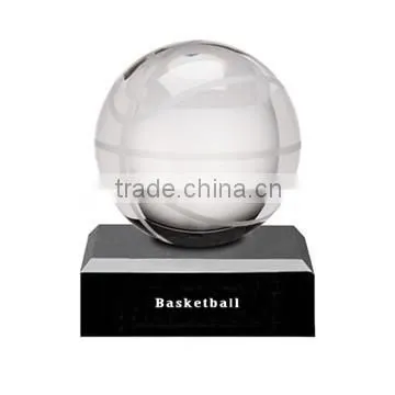 Crystal basketball awards with black base crystal hand holder trophies