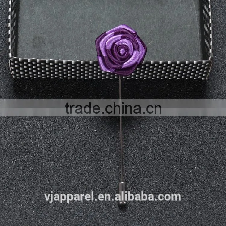Men Rose Flower Lapel Stick Handmade Boutonniere Pin for Suit