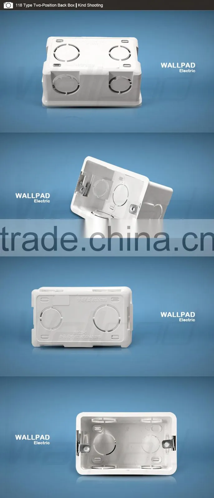 2015 New Arrival Hot Sale Wallpad For 118*72mm Wall Switch & Socket Mounting Plastic Electrical Junction Back Box