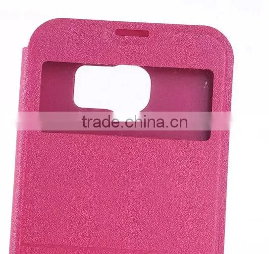 Factory Wholesale Flip Stand Window PU Leather Case For Samsung Galaxy S6