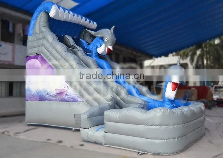 Magical sea wave inflatable water slide wih pool, commercial inflatable dolphin water slide
