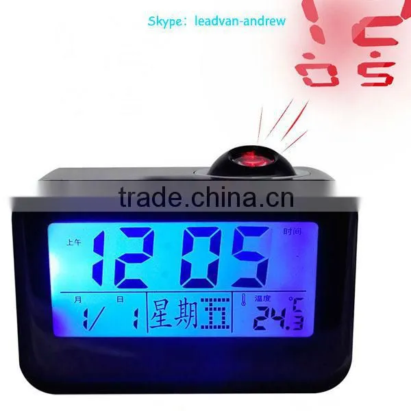 Led Backlight Projection Time Talking Alarm Projector Wall Clock