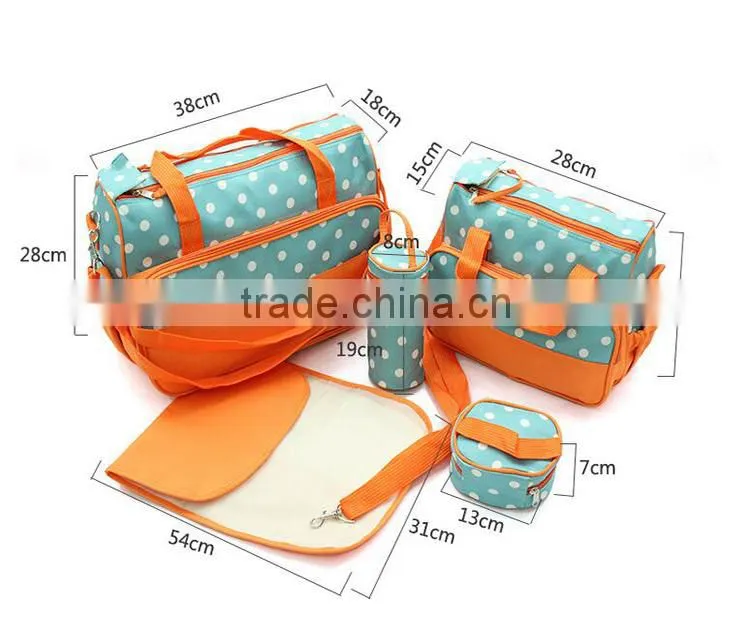 New Product Cream Color Microfiber 5pcs in 1 Fashion Baby Diaper Bag Set