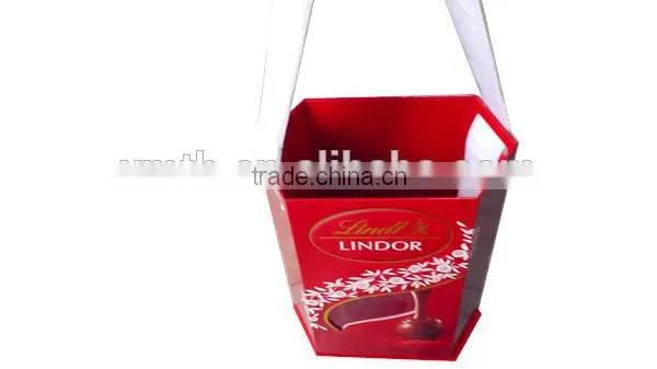 red fashion paper box with window can be carried