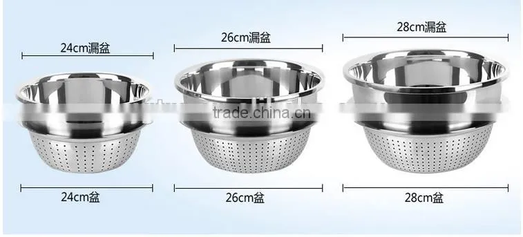 Hot sale stainless steel colorful fruit basket with handle sstainless steel fruit bowl with standing, metal leaking bowl