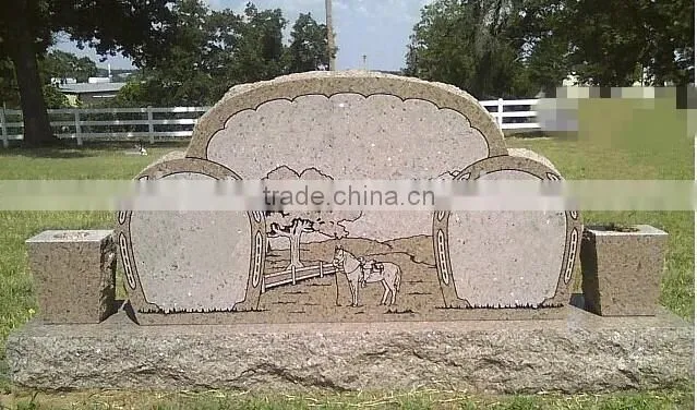 Owan Factory Family Usage Tree Shaped Red Color Granite Upright Headstone