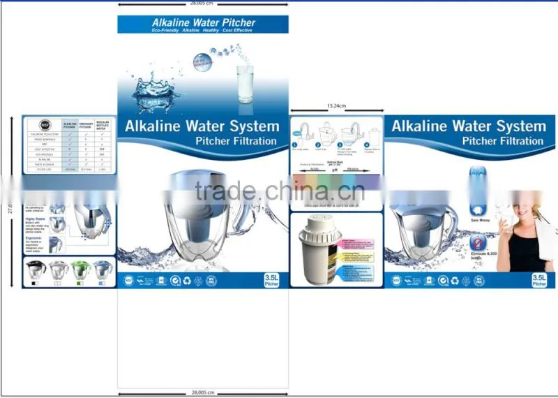 water pitcher/alkaline water filter pitcher /water filter pitcher water filter jug