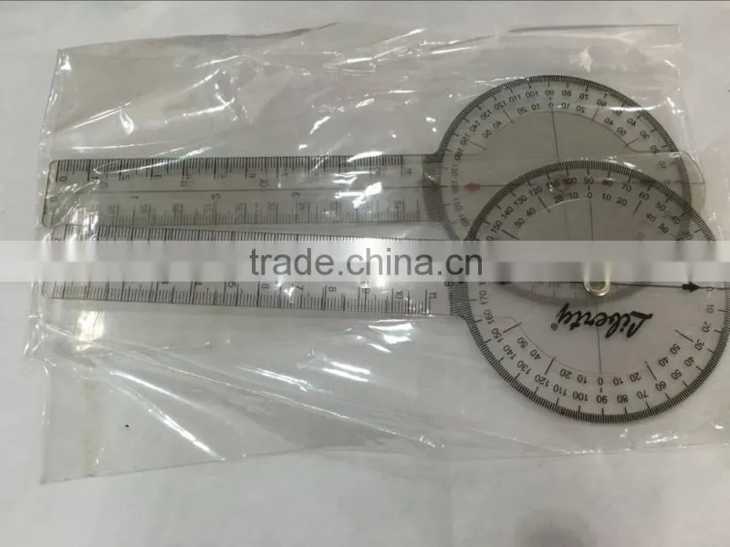 V-T018 360 degree clear Plastic goniometer protractor medical ruler Angle ruler