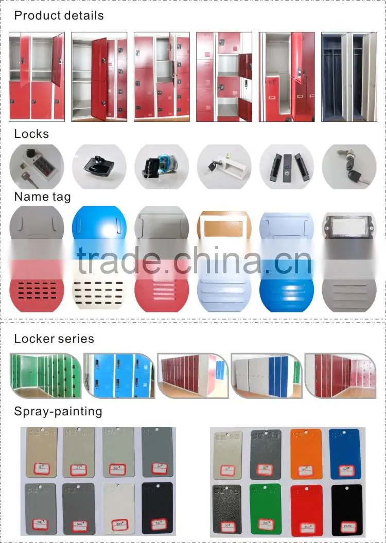 New design 15 door gym locker with bench