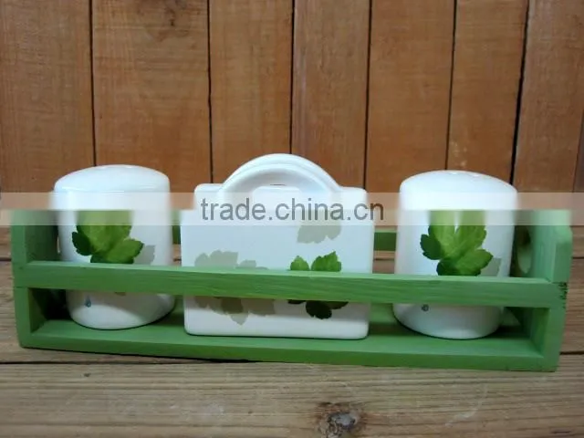 Household Ceramic Teapot with Green Leaves Decal